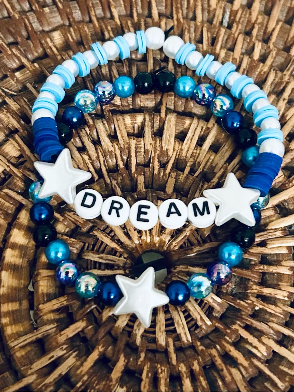 Girls or Women’s Handmade DREAM Bracelet Set, Blue Tone, NEW